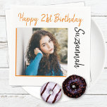 Aangepaste foto 21st Happy Birthday Party-Sjabloon Servet<br><div class="desc">Pas de feesttekst aan met uw juiste bericht. Vervang de placeholder foto met uw foto. Vul de gebieden van de sjabloon in,  verwijder tekst of de klik past aan om een doopvontstijl,  een grootte,  en een kleur te selecteren u verkiest.</div>