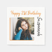 Aangepaste foto 21st Happy Birthday Party-Sjabloon Servet (Voorkant)