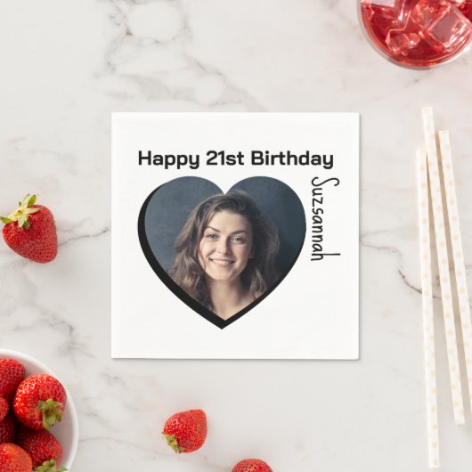 Aangepaste foto 21st Happy Birthday Party-Sjabloon Servet (Insitu)