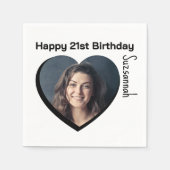 Aangepaste foto 21st Happy Birthday Party-Sjabloon Servet (Voorkant)
