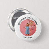 Aangepaste foto 21ste 20ste 30ste 40ste verjaardag ronde button 5,7 cm (Voorkant /achterkant)