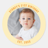 Aangepaste foto 21ste 20ste 30ste 40ste verjaardag ronde sticker (Voorkant)