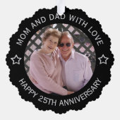 Aangepaste foto 25e bruiloft Jubileum Ornament Kaart (Achterkant)