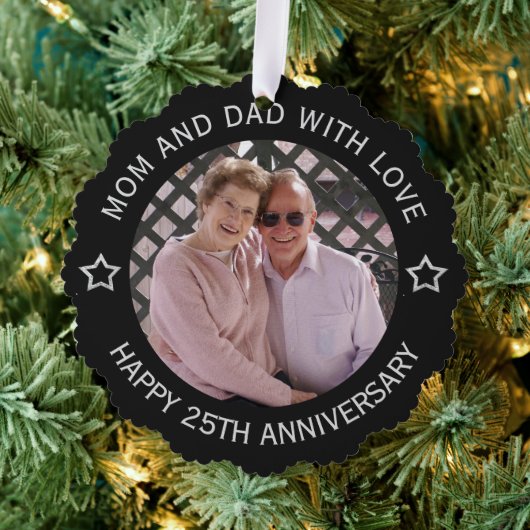 Aangepaste foto 25e bruiloft Jubileum Ornament Kaart (Insitu (Drie))