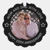 Aangepaste foto 25e bruiloft Jubileum Ornament Kaart (Voorkant)