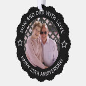 Aangepaste foto 25e bruiloft Jubileum Ornament Kaart (Links)
