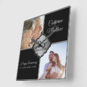 Aangepaste foto 25e Jubileum-vierkante wandklok (Hoek)