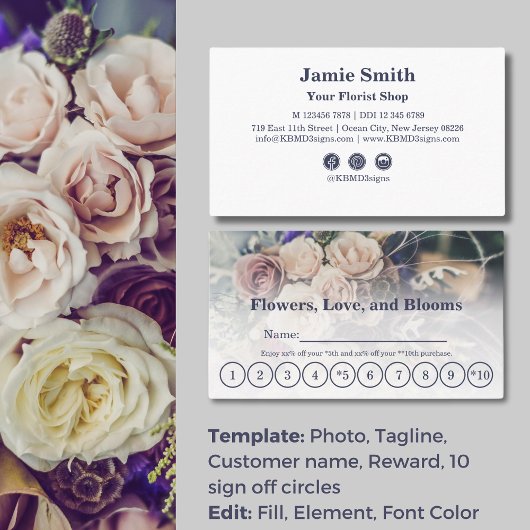 Aangepaste foto 2 Tier Rewards Bloemist Klantenkaartje
