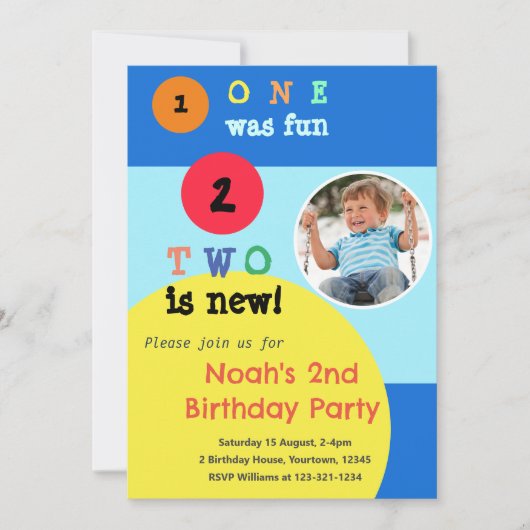 Aangepaste foto 2e verjaardag Party uitnodiging (Voorkant)