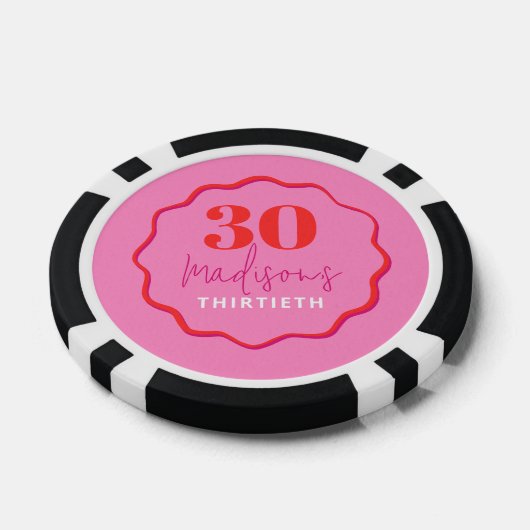 Aangepaste foto 30e verjaardag poker chip roze & r (Enkel)