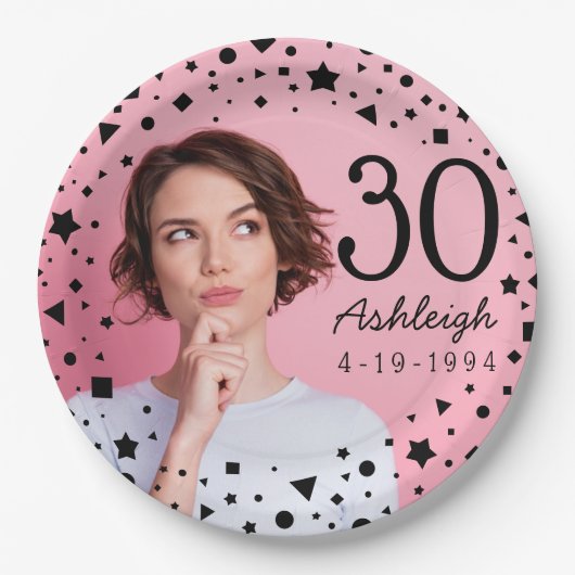 Aangepaste foto 30e verjaardagspapier Bord (Voorkant)