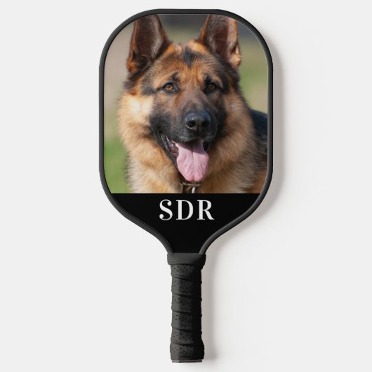 Aangepaste foto 3 Initiaal monogram aangepast Pickleball Paddle (Voorkant)