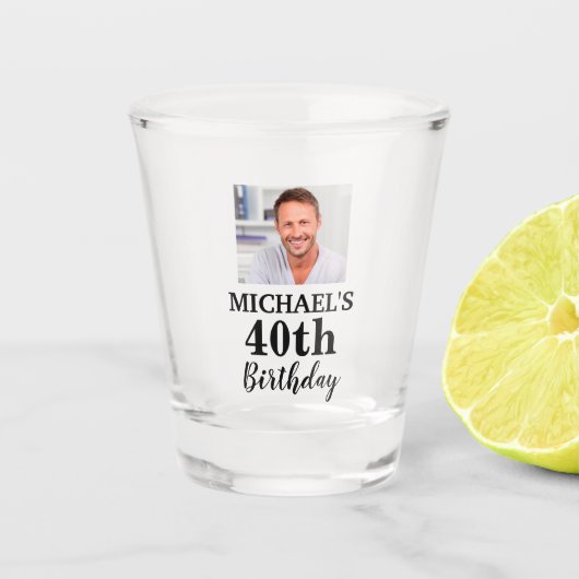 Aangepaste foto 40e verjaardag Favor Shot Glass Shot Glas (Voorkant)