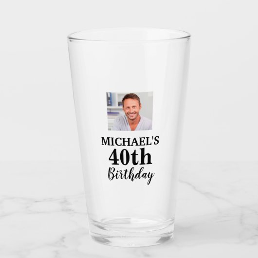 Aangepaste foto 40e verjaardagsfeestje favor glas (Voorkant)