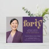 Aangepaste foto 40e verjaardagsfeestje kaart (Staand voorkant)