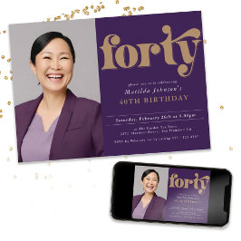 Aangepaste foto 40e verjaardagsfeestje kaart
