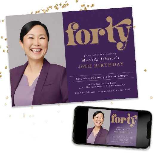 Aangepaste foto 40e verjaardagsfeestje kaart
