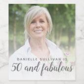 Aangepaste foto 50 en Fabulous Birthday Party Wijn Etiket (Enkel label)