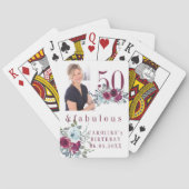 Aangepaste foto 50 en geweldige florale verjaardag pokerkaarten (Achterkant)