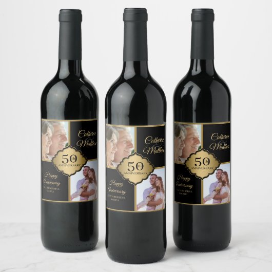 Aangepaste foto 50e Jubileum Wijn Etiket (Flessen)