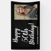 Aangepaste foto 50e mijlpaal Black Birthday Spandoek (Verticaal)