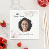 Aangepaste foto 50e verjaardag Floral papier serve Servet (Insitu)