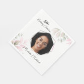 Aangepaste foto 50e verjaardag Floral papier serve Servet (Hoek)