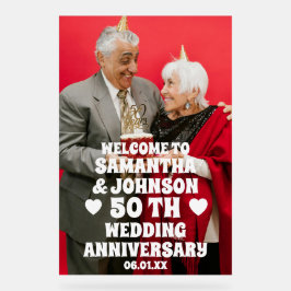 Aangepaste Foto 50ste Golden Wedding Jubileum Acryl Bord