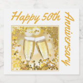 Aangepaste foto 50th Wedding Jubileum Party Sparkling Wijnetiket (Enkel label)