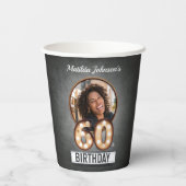 Aangepaste foto 60e Birthday Marquee Glamor Broadw Papieren Bekers (Achterkant)