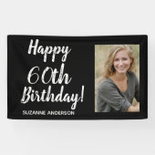 Aangepaste foto 60e mijlpaal Black Birthday Spandoek (Horizontaal)