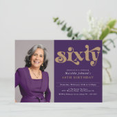 Aangepaste foto 60e verjaardag Party uitnodiging (Staand voorkant)