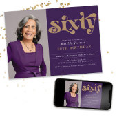 Aangepaste foto 60e verjaardag Party uitnodiging