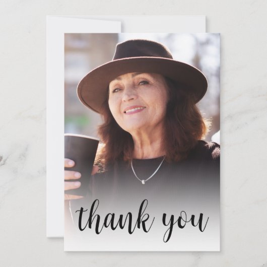 Aangepaste foto 60ste verjaardagsfeest zwart scrip bedankkaart (Voorkant)