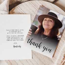 Aangepaste foto 60ste verjaardagsfeest zwart scrip bedankkaart