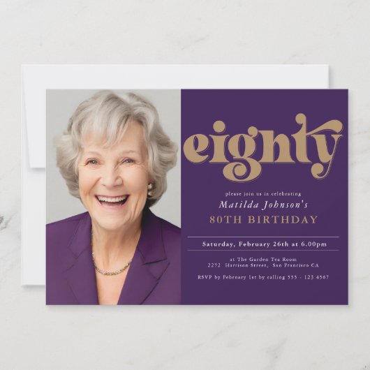Aangepaste foto 80e verjaardagsfeestje kaart (Voorkant)