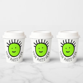 Aangepaste foto 8 PAPIERCUPS VOOR PARTIJEN met LID Papieren Bekers