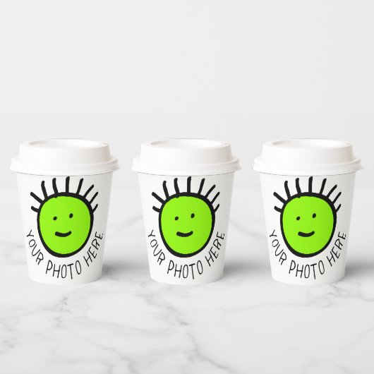 Aangepaste foto 8 PAPIERCUPS VOOR PARTIJEN met LID Papieren Bekers (Multi)