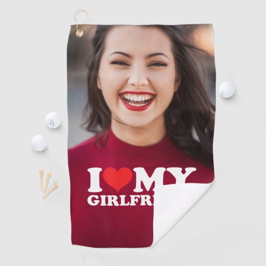 Aangepaste foto Aangepast Ik hou van mijn Vriendin Golfhanddoek (Insitu)