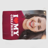 Aangepaste foto Aangepast Ik hou van mijn Vriendin Golfhanddoek (Horizontaal)