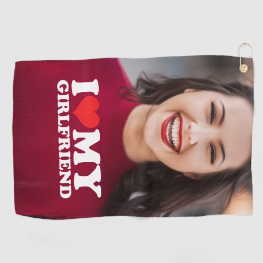 Aangepaste foto Aangepast Ik hou van mijn Vriendin Golfhanddoek (Horizontaal)