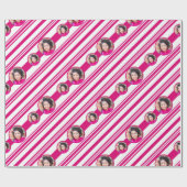 Aangepaste foto Aangepast Logo Rood en Wit snoepje Cadeaupapier (Vlak)