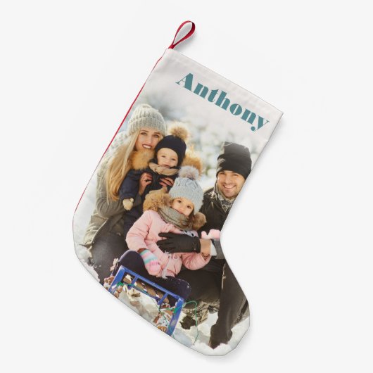 Aangepaste foto aangepast met naam kleine kerstsok (Voorkant (Hangend))