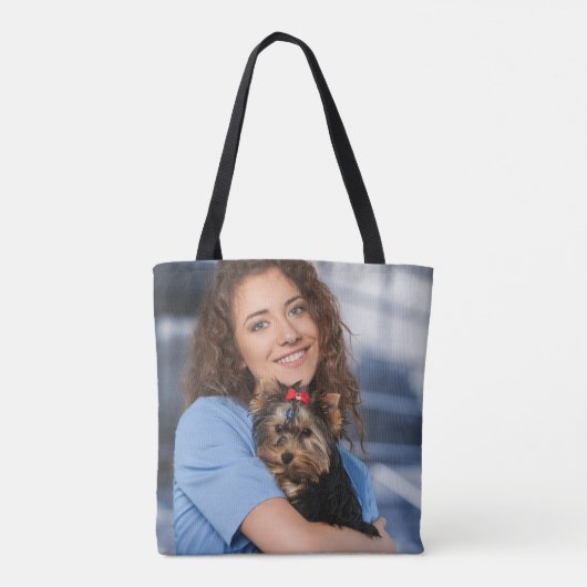 Aangepaste foto Aangepaste gezinspuppy Tote Bag (Achterkant)