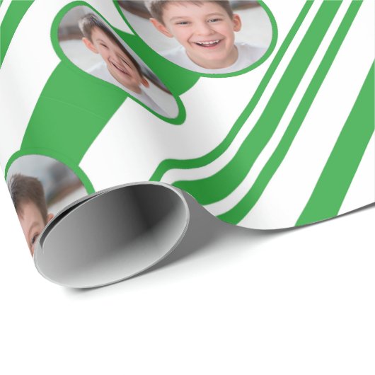 Aangepaste foto Aangepaste groene Logo en witte st Cadeaupapier (Rol Hoek)