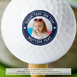 Aangepaste foto Aangepaste kleur en tekst Golfbal Golfballen<br><div class="desc">Creëer eenvoudig een unieke, gepersonaliseerde golfbal met je foto- en aangepaste tekst in je keuze uit kleuren voor de golfer die je kent. Het monster shows blauw van de marine. Neem contact op met de ontwerper VOORDAT u via Zazzle Chat of makeitaboutyoustore@gmail.com bestelt voor ontwerpwijzigingen of hulp bij het personaliseren...</div>