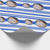 Aangepaste foto Aangepaste Logo blauwe en witte st Cadeaupapier (Hoek)