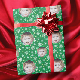 Aangepaste foto Aangepaste Logo Snowflake Groene F Cadeaupapier