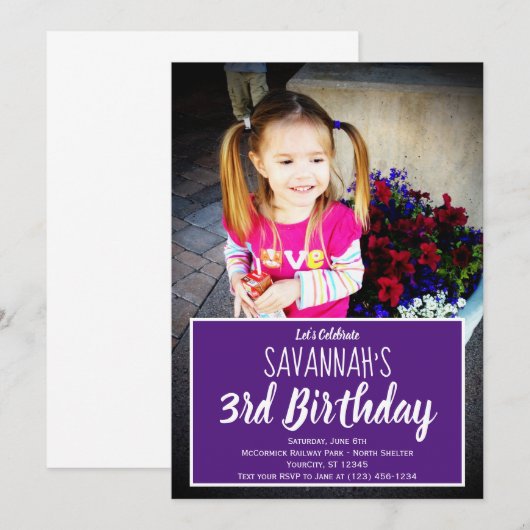 Aangepaste foto Aangepaste uitnodiging voor Birthd (Voorkant / Achterkant)