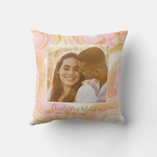 Aangepaste foto abstract roze werveling trendy pas kussen (Achterkant)